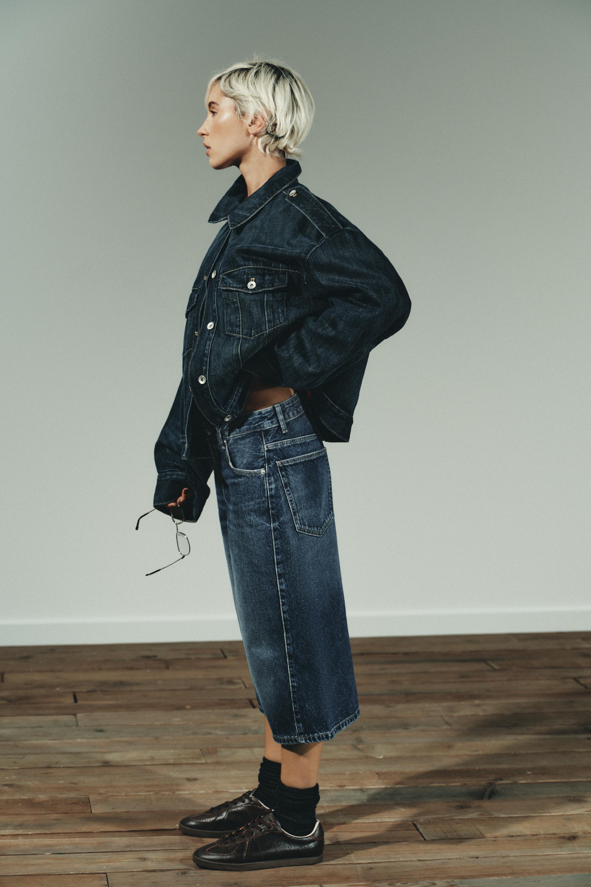 TRF MID-RISE DENIM JORTS SHORTS